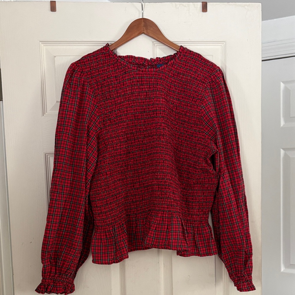 Old Navy Red Plaid Blouse